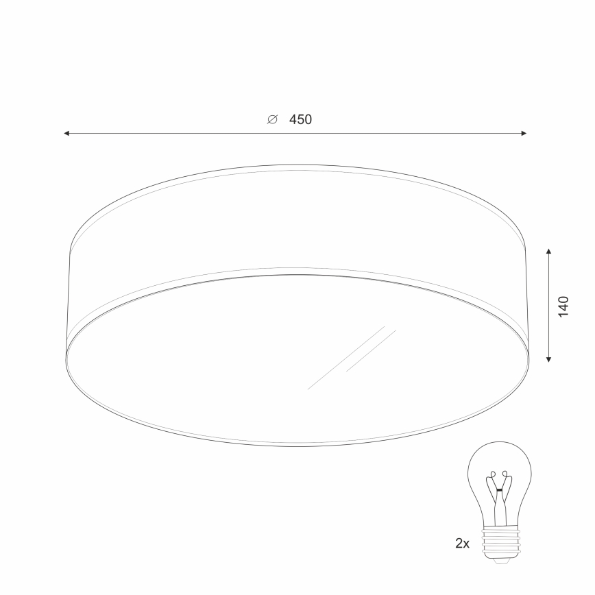 Plafondlamp SIRJA 2xE27/60W/230V Ø 45 cm wit