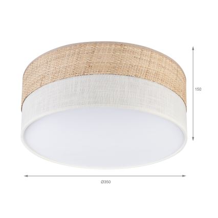 Plafondlamp SIRJA DOUBLE BOHO 2xE14/15W/230V Ø 35 cm beige/crème