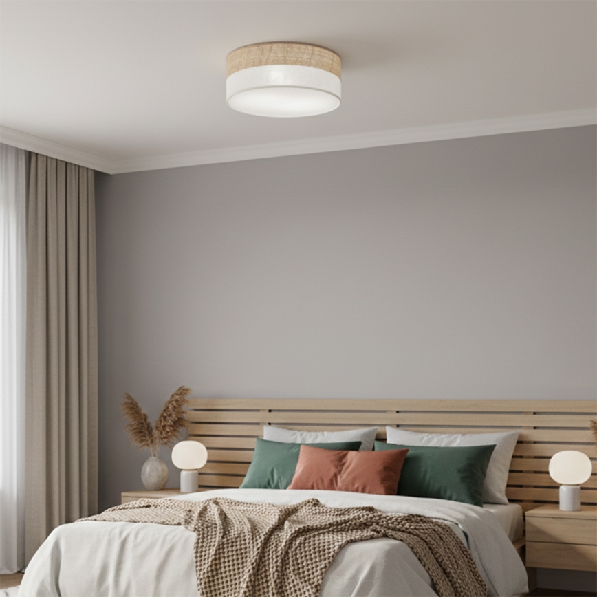 Plafondlamp SIRJA DOUBLE BOHO 2xE14/15W/230V Ø 35 cm beige/wit