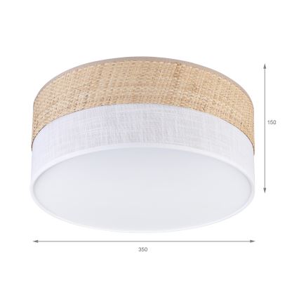 Plafondlamp SIRJA DOUBLE BOHO 2xE14/15W/230V Ø 35 cm beige/wit