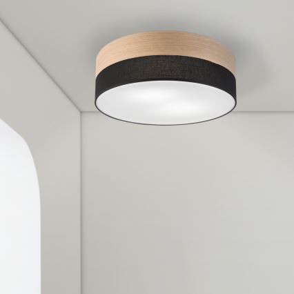 Plafondlamp SIRJA WOOD 2xE27/15W/230V diameter 45 cm zwart/eiken