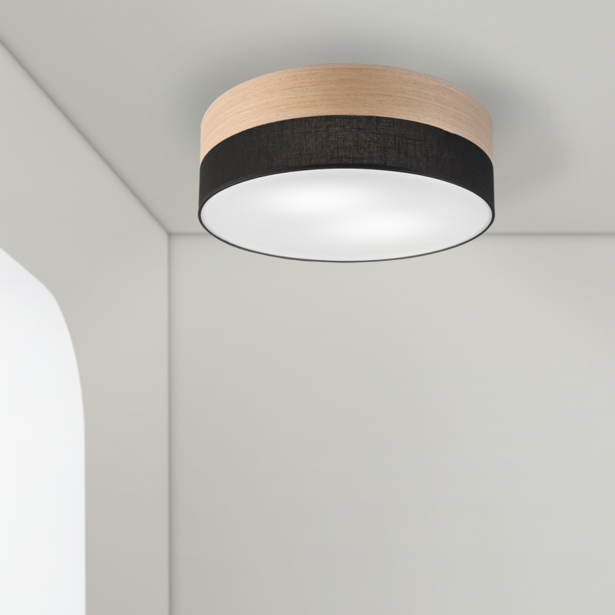 Plafondlamp SIRJA WOOD 2xE27/15W/230V diameter 45 cm zwart/eiken