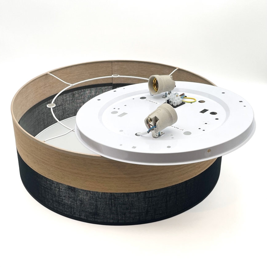 Plafondlamp SIRJA WOOD 2xE27/15W/230V diameter 45 cm zwart/eiken