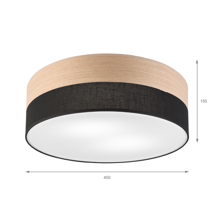 Plafondlamp SIRJA WOOD 2xE27/15W/230V diameter 45 cm zwart/eiken