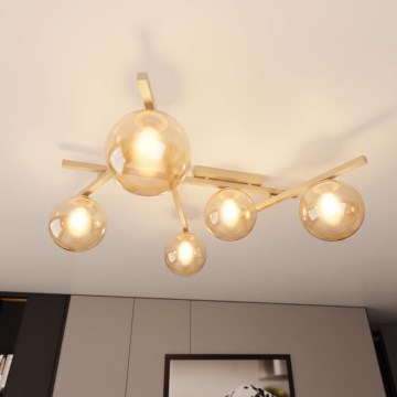 Plafondlamp SMART 5xE14/10W/230V beige/gerookt beige