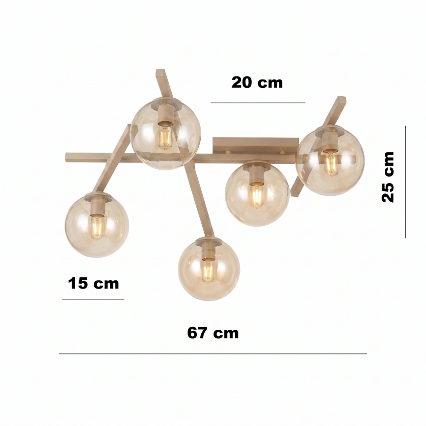 Plafondlamp SMART 5xE14/10W/230V beige/gerookt beige