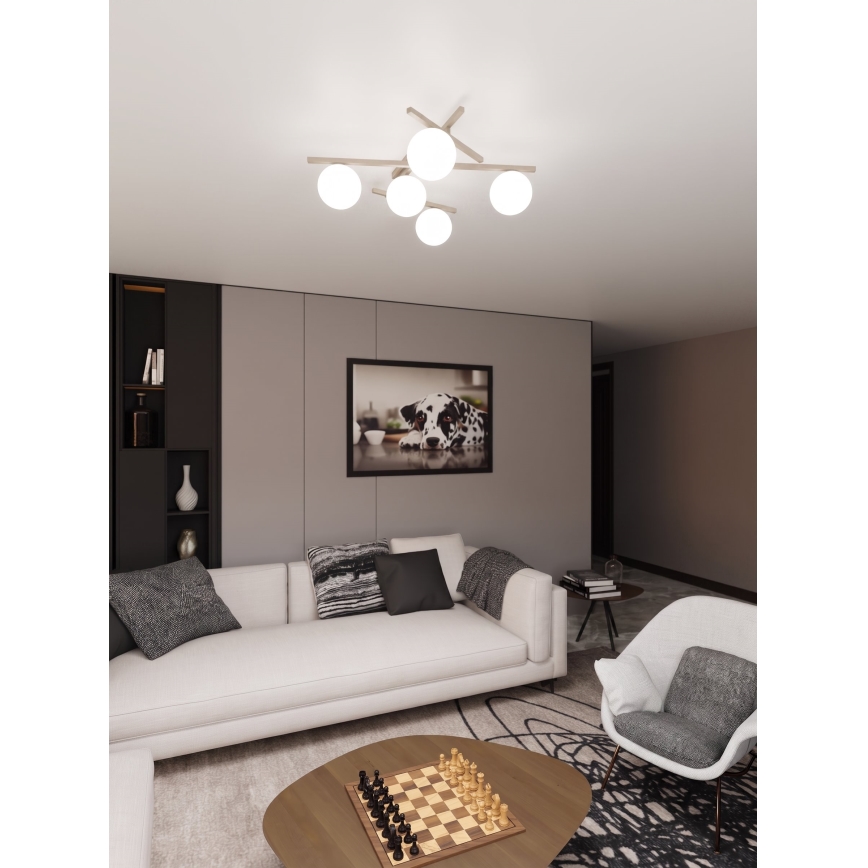 Plafondlamp SMART 5xE14/10W/230V beige/wit