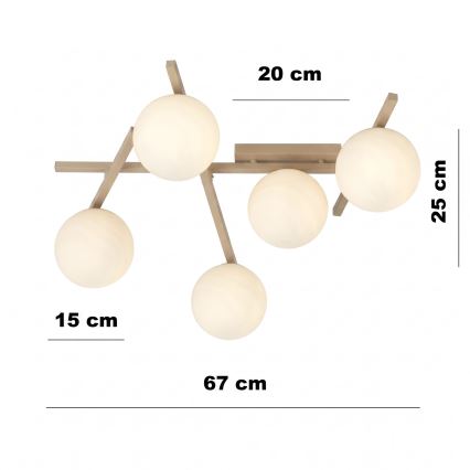 Plafondlamp SMART 5xE14/10W/230V beige/wit