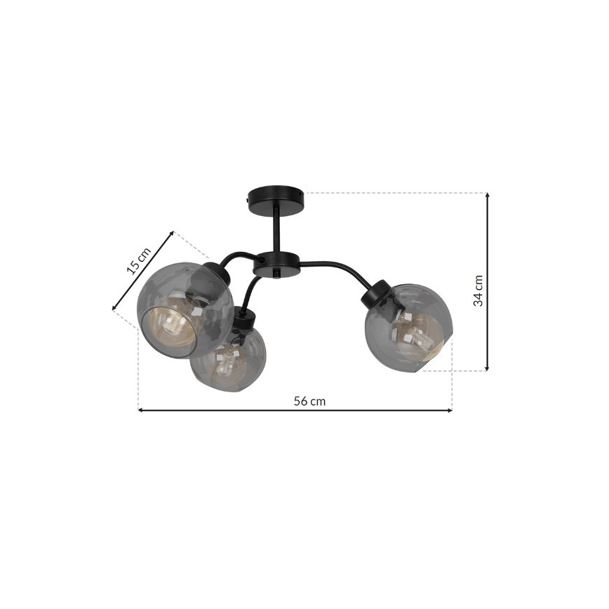 Plafondlamp SOFIA 3xE27/60W/230V zwart