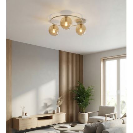 Plafondlamp SOPRA 3xE14/10W/230V beige/rookbeige