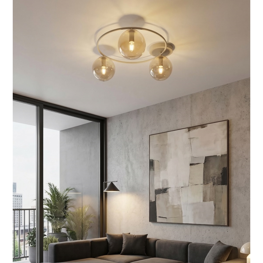 Plafondlamp SOPRA 3xE14/10W/230V beige/rookbeige