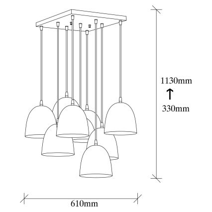 Plafondlamp TATTOO 9xE27/40W/230V zwart