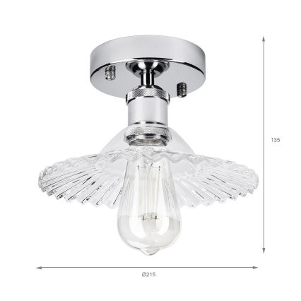 Plafondlamp TRISH 1xE27/15W/230V glanzend chroom/helder