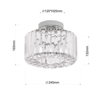 Plafondlamp VETRO 1xE27/15W/230V Ø 24,5 cm mat chroom