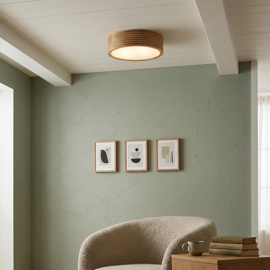 Plafondlamp voor badkamer LINARO 2xE27/15W/230V IP54 eiken Ø 27 cm