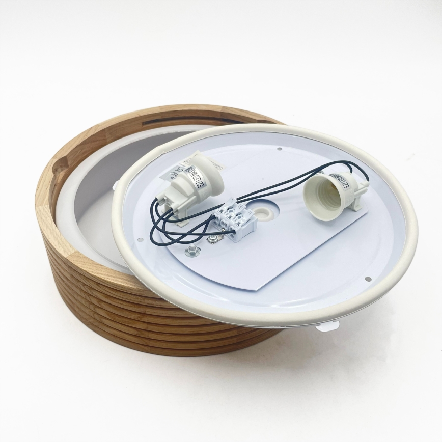 Plafondlamp voor badkamer LINARO 2xE27/15W/230V IP54 eiken Ø 27 cm