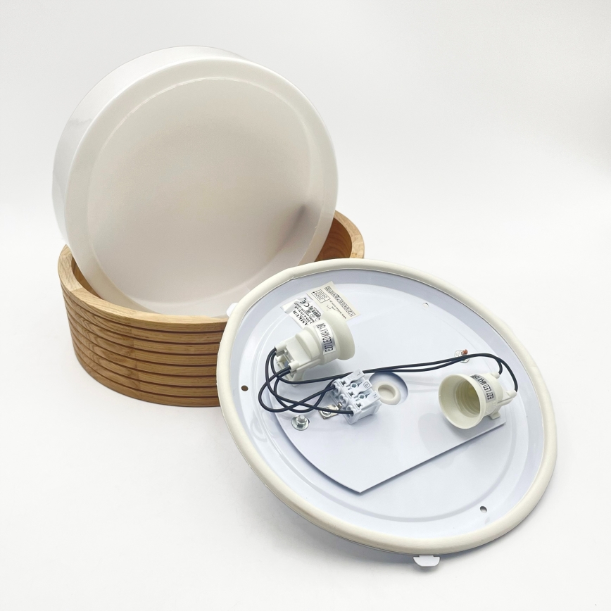 Plafondlamp voor badkamer LINARO 2xE27/15W/230V IP54 eiken Ø 27 cm