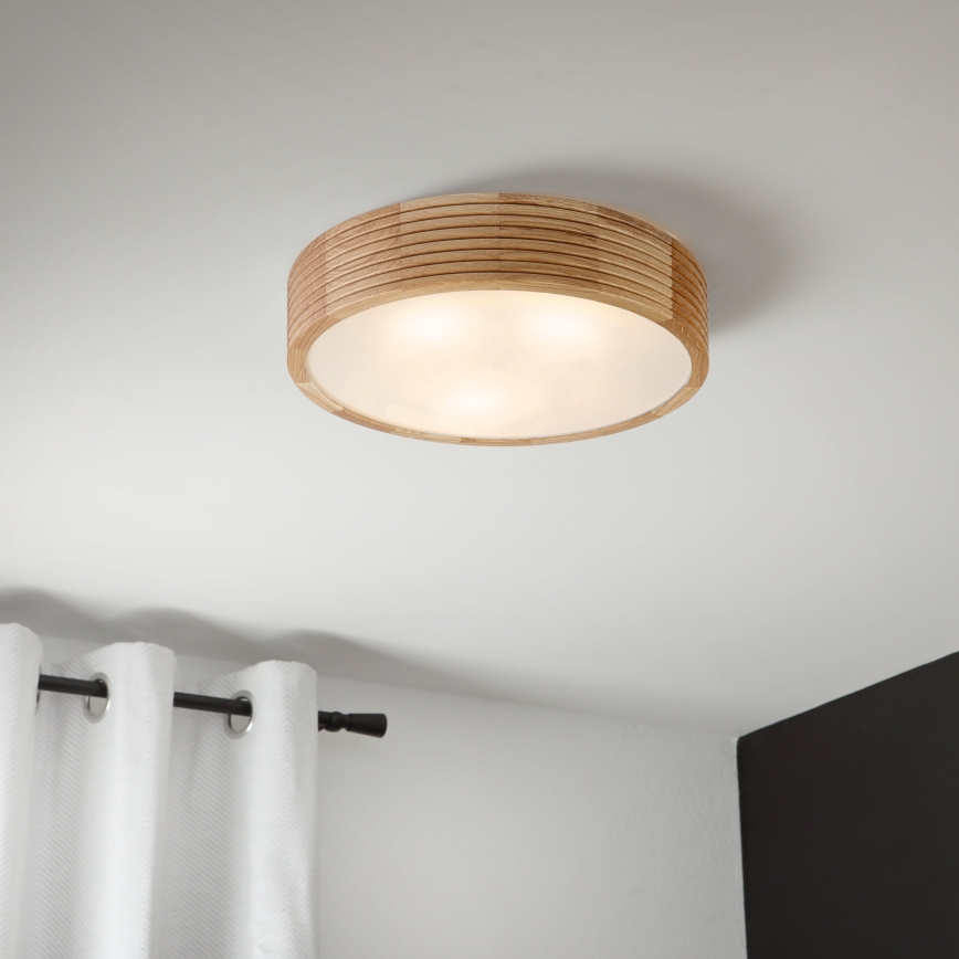 Plafondlamp voor badkamer LINARO 3xE27/15W/230V IP54 eiken Ø 37 cm