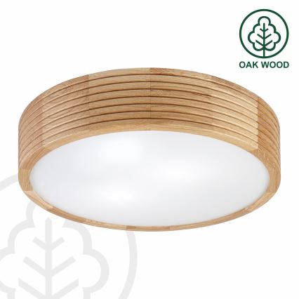 Plafondlamp voor badkamer LINARO 3xE27/15W/230V IP54 eiken Ø 37 cm