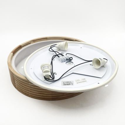 Plafondlamp voor badkamer LINARO 3xE27/15W/230V IP54 eiken Ø 37 cm