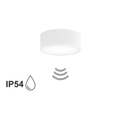 Plafondlamp voor badkamer met sensor CLEO 1xE27/24W/230V Ø 20 cm IP54 wit