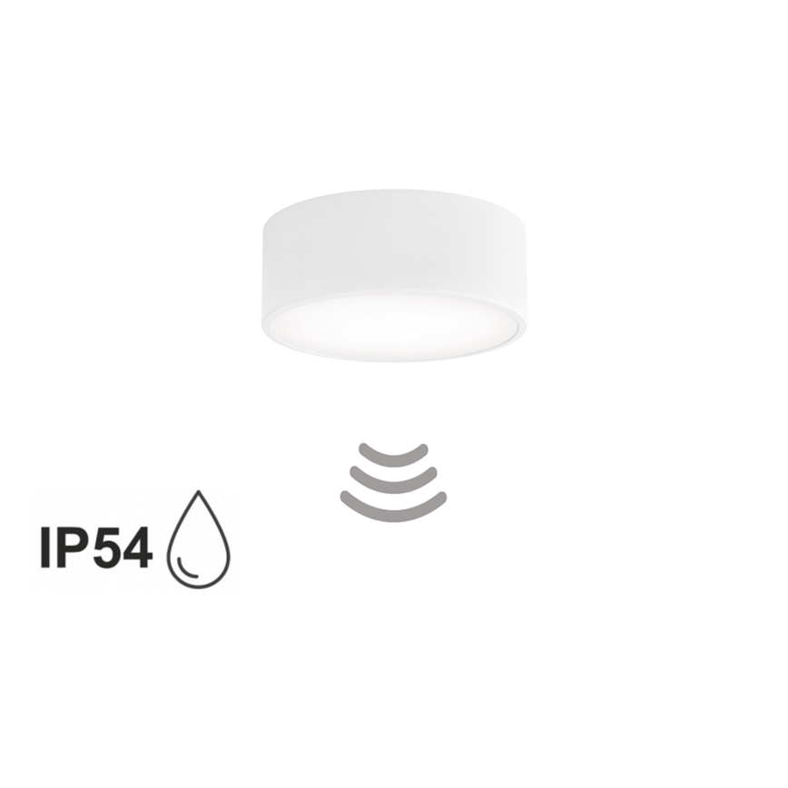 Plafondlamp voor badkamer met sensor CLEO 1xE27/24W/230V Ø 20 cm IP54 wit