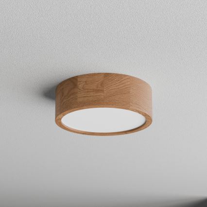 Plafondlamp voor badkamer met sensor CLEO 2xE27/24W/230V Ø 27,5 cm IP54 eiken