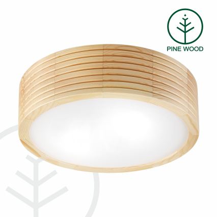Plafondlamp voor de badkamer NATURAL MODERN 2xE27/15W/230V IP54 Ø 27,5 cm dennenhout