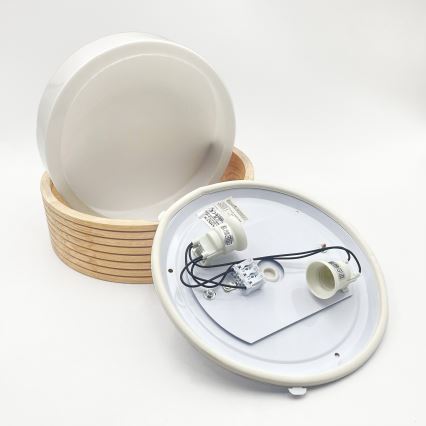 Plafondlamp voor de badkamer NATURAL MODERN 2xE27/15W/230V IP54 Ø 27,5 cm dennenhout