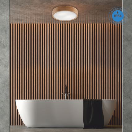 Plafondlamp voor badkamer OAK 3xE27/15W/230V eiken Ø 37 cm IP54