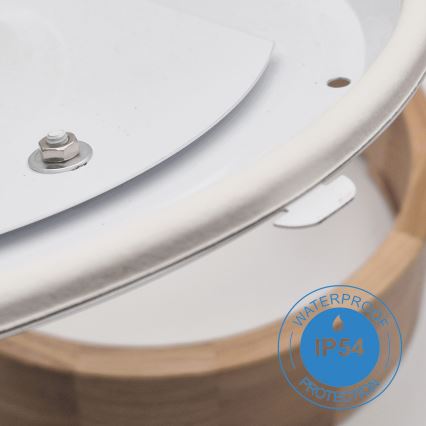 Plafondlamp voor badkamer OAK 3xE27/15W/230V eiken Ø 37 cm IP54