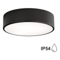 Plafondlamp voor de badkamer met sensor CLEO, 2xE27/24W/230V, Ø 30 cm, zwart, IP54