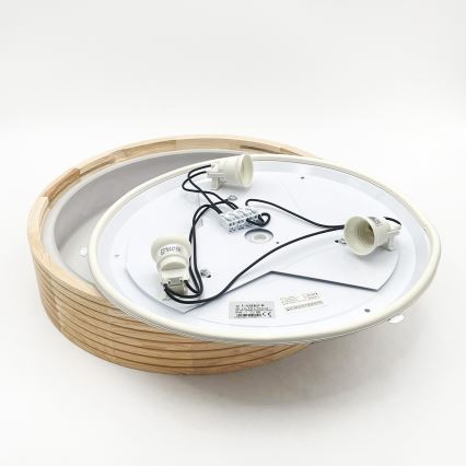 Plafondlamp voor de badkamer NATURAL MODERN 3xE27/15W/230V IP54 Ø 37,5 cm grenen