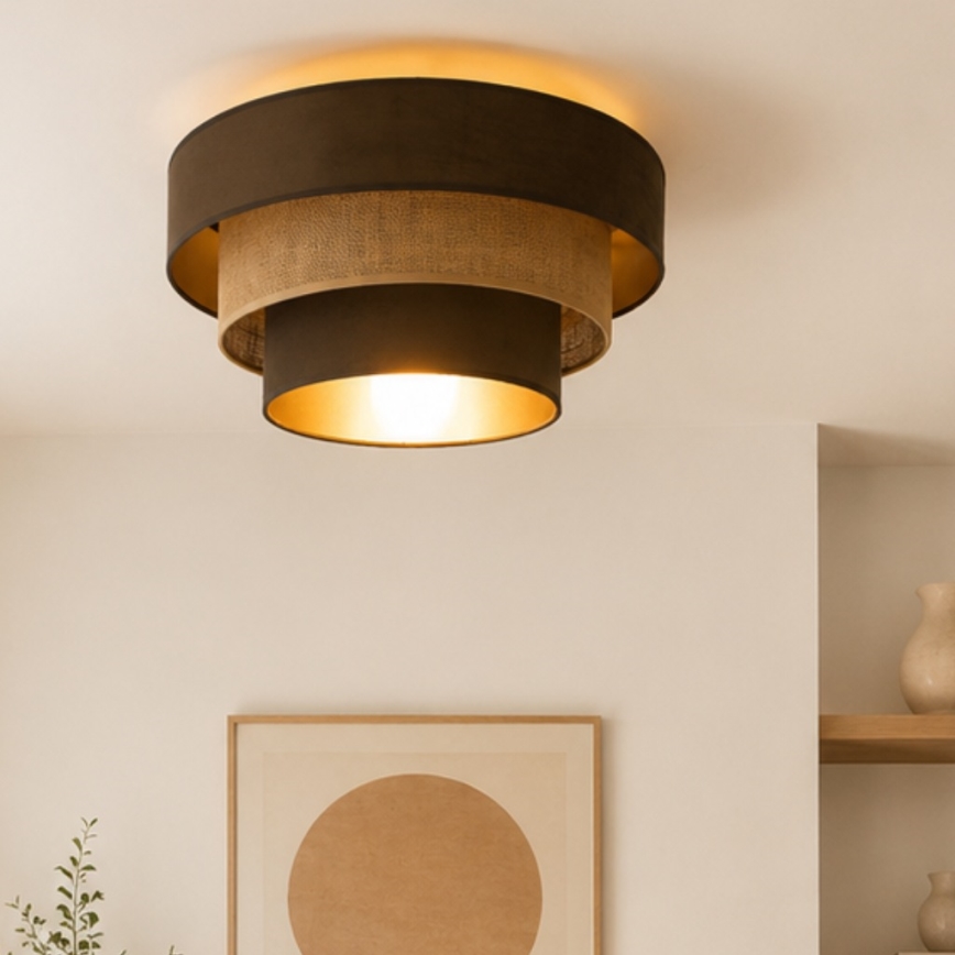 Plafondlamp WENTA 1x E27/60W/230V Ø 50 cm bruin/jute