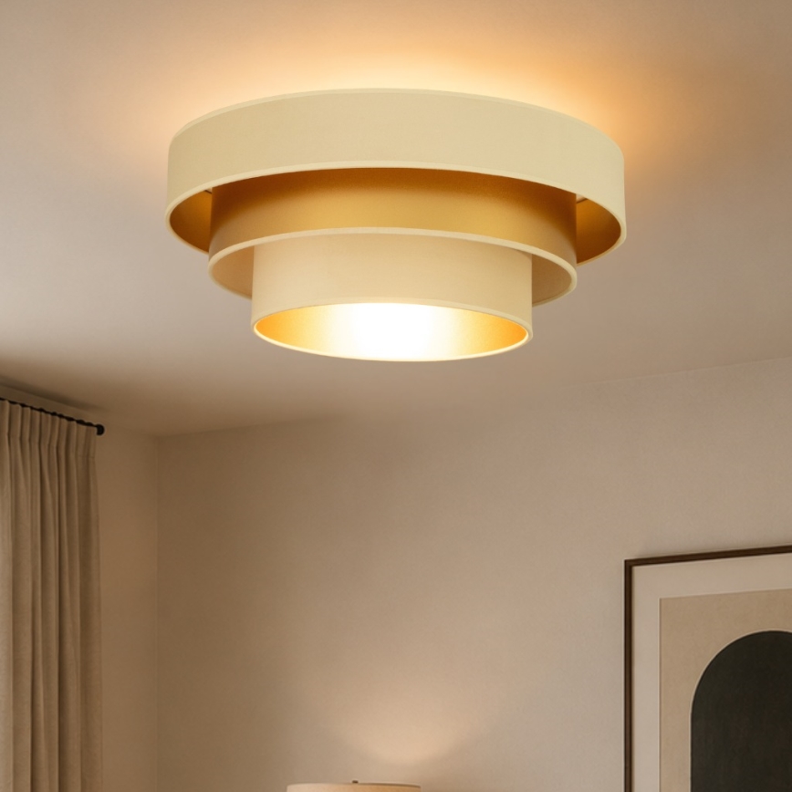 Plafondlamp WENTA 1xE27/60W/230V Ø 50 cm beige/goud