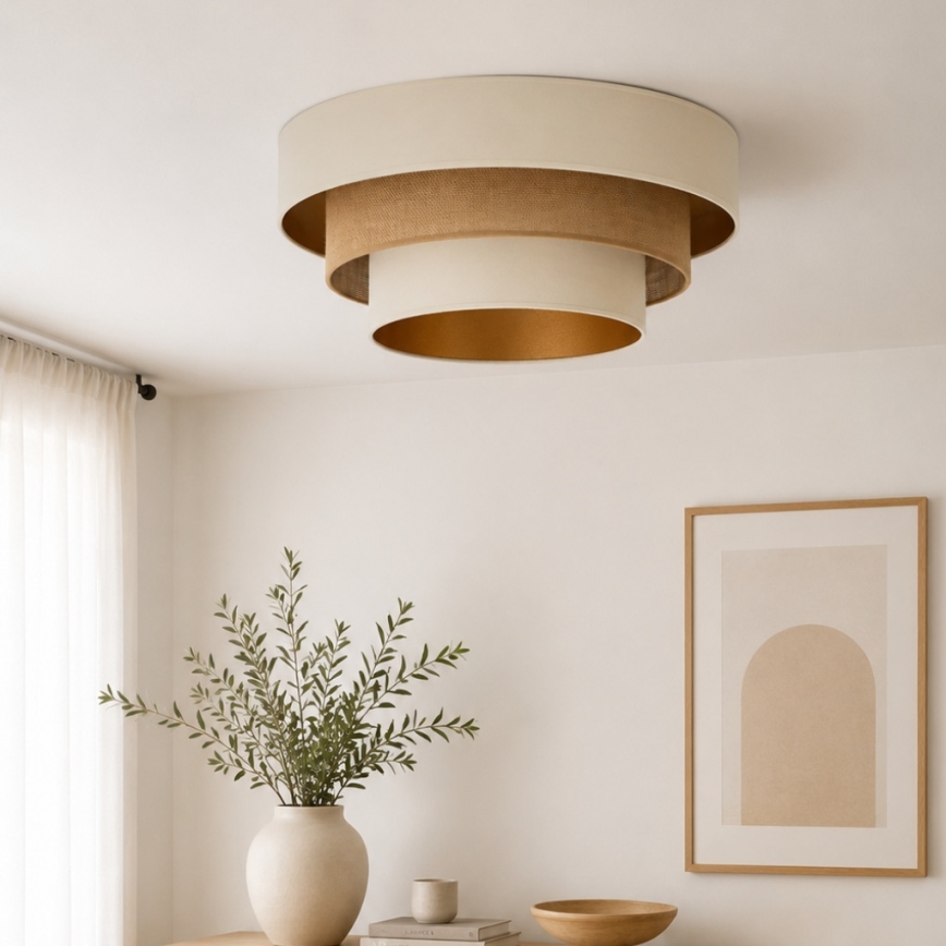 Plafondlamp WENTA 1xE27/60W/230V Ø 50 cm beige/jute