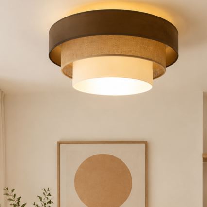 Plafondlamp WENTA 1xE27/60W/230V Ø 50 cm bruin/jute/beige