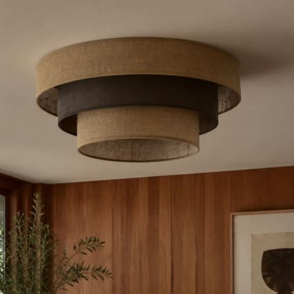 Plafondlamp WENTA 1xE27/60W/230V Ø 50 cm jute/bruin