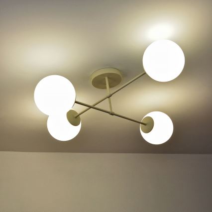 Plafondluchter MOON 4xE27/15W/230V crème