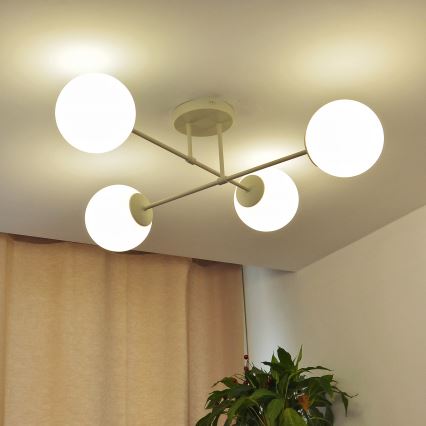 Plafondluchter MOON 4xE27/15W/230V crème