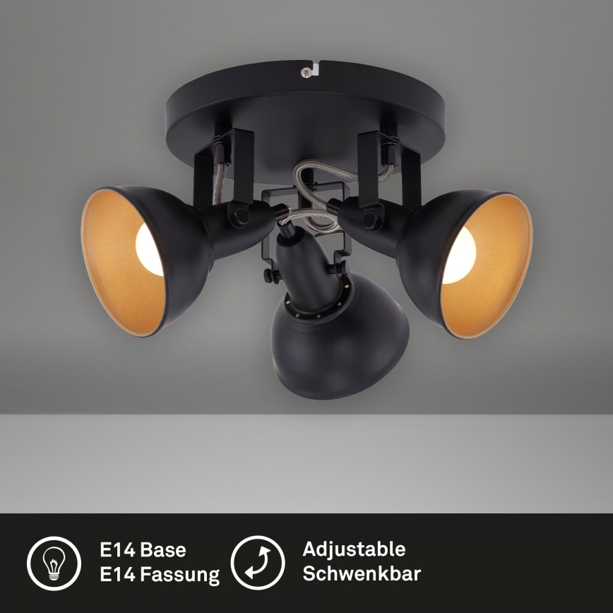 Plafondspot 3xE14/40W/230V zwart