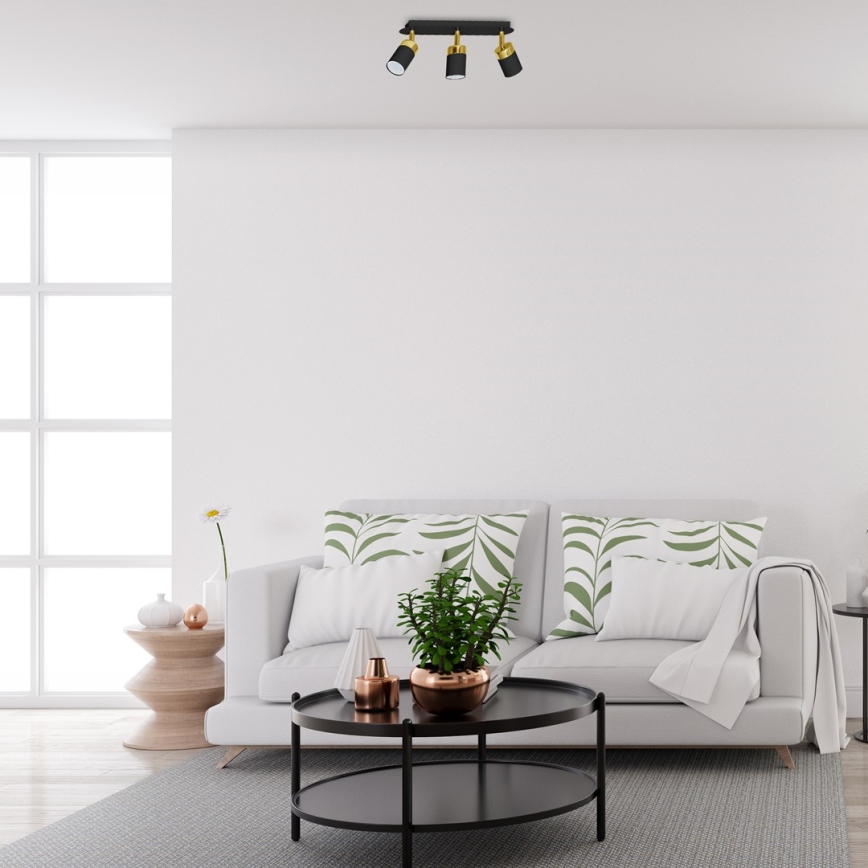 Plafondspot JOKER 3xGU10/25W/230V zwart/goud