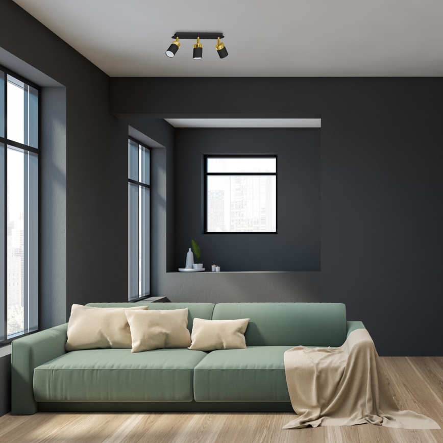 Plafondspot JOKER 3xGU10/25W/230V zwart/goud