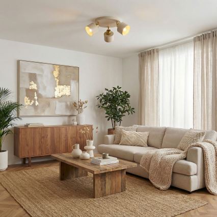 Plafondspot PARKLA 3xE27/15W/230V beige/goud