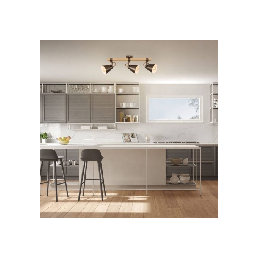 Plafondspot RETRO 3xE27/40W/230V bruin