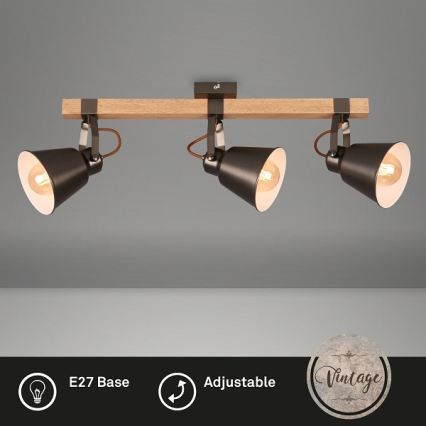 Plafondspot RETRO 3xE27/40W/230V bruin