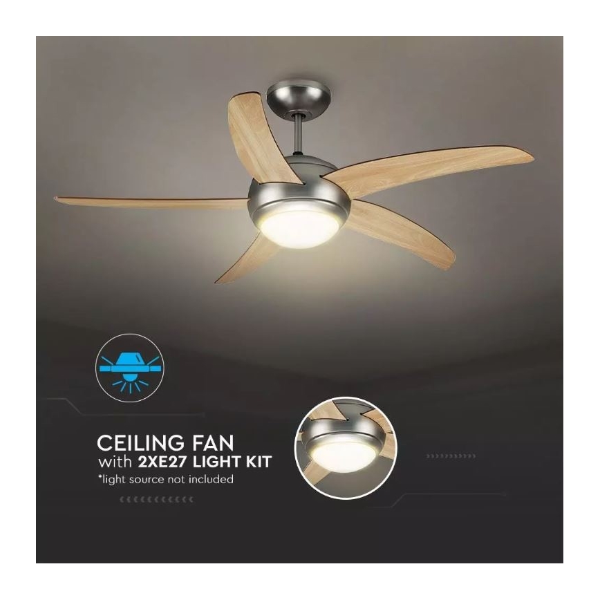 Plafondventilator 2xE27/20W/230V Ø 132 cm + afstandsbediening