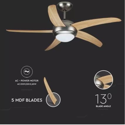 Plafondventilator 2xE27/20W/230V Ø 132 cm + afstandsbediening