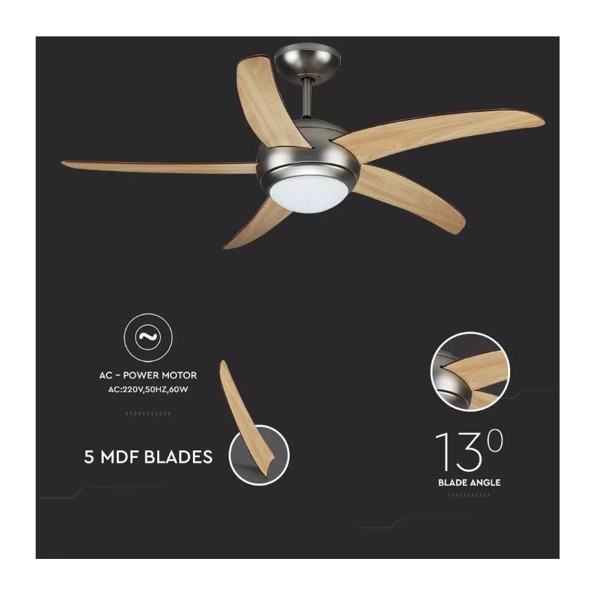 Plafondventilator 2xE27/20W/230V Ø 132 cm + afstandsbediening