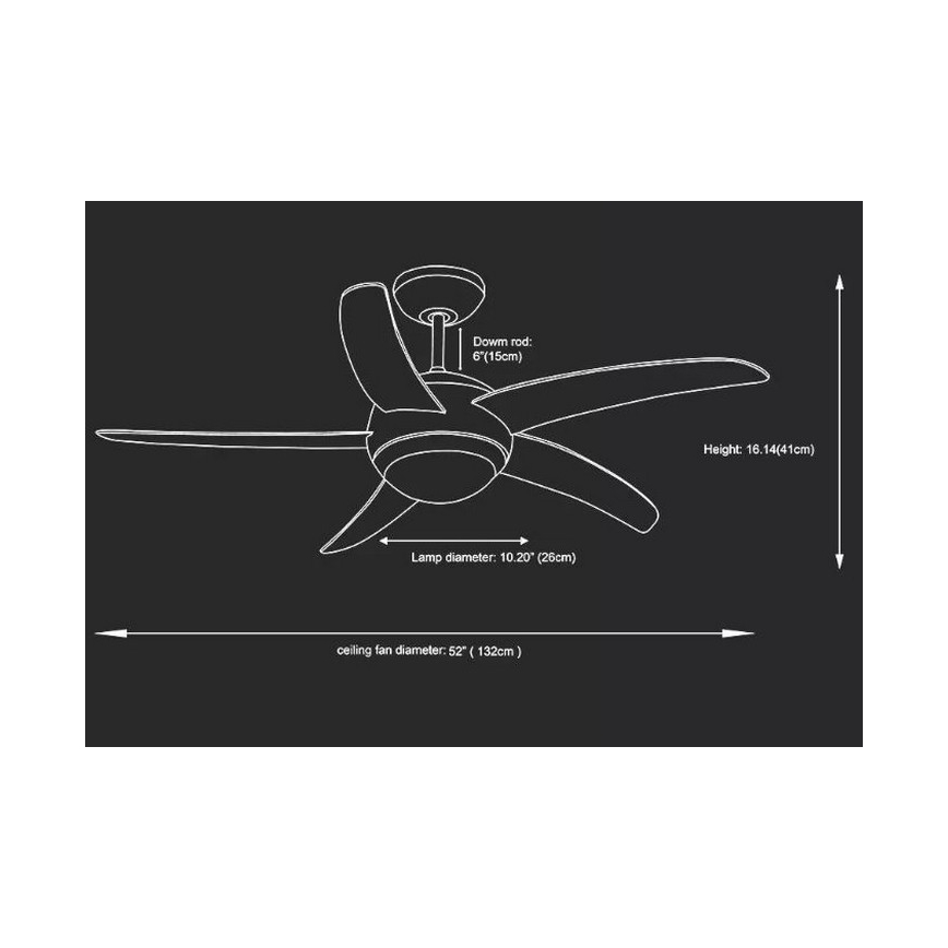 Plafondventilator 2xE27/20W/230V Ø 132 cm + afstandsbediening